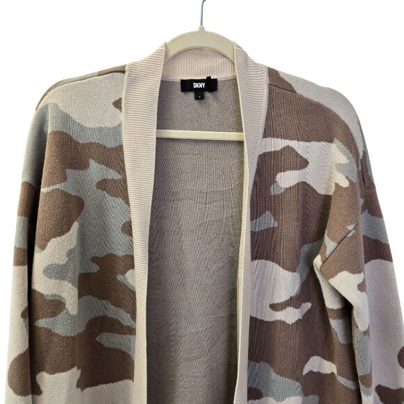 DKNY Viscose Blend Camouflage Open Cardigan Sweater Size Small - Picture 4 of 6